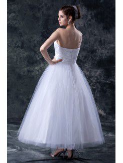 Organza One-Shoulder Ankle-Length Ball Gown Wedding Dress