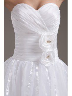 Satin and Tulle Sweetheart Knee-Length A-line Wedding Dress