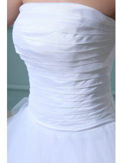 Tulle Strapless Asymmetrical A-line Wedding Dress with Ruffle