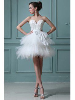 Tulle Sweetheart Short A-line Wedding Dress with Beading