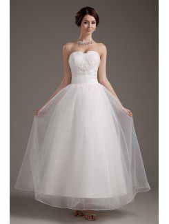 Satin et organza cheville-longueur robe de bal de mariage robe