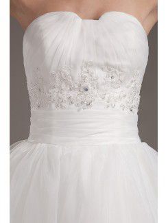 Satin and Organza Sweetheart Ankle-length Ball Gown Wedding Dress