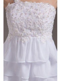 Chiffon One-Shoulder Short A-Line Wedding Dress