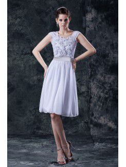 Satin Shoulder Square Knee-Length A-line Wedding Dress