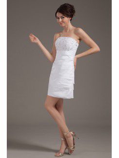 Satin Strapless Short Sheath Wedding Dress