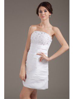 Satin Strapless Short Sheath Wedding Dress