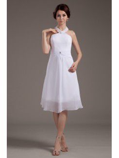 Атласа повод колен-line свадебное платье с блестками