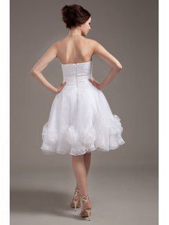 Tulle Strapless Knee-Length A-line Wedding Dress