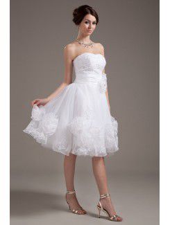 Tulle Strapless Knee-Length A-line Wedding Dress