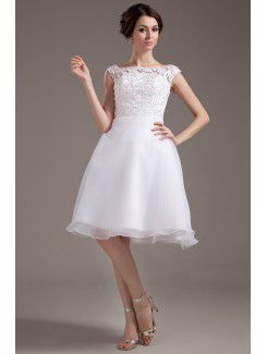 Lace Bateau Knee-Length A-line Wedding Dress