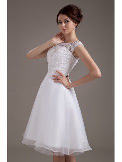 Lace Bateau Knee-Length A-line Wedding Dress