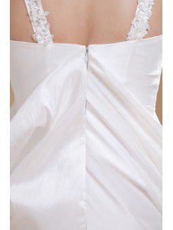 Taffeta Straps Mini Sheath Wedding Dress with Embroidered