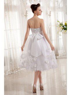 Tulle and Charmeuse Sweetheart Knee-Length A-line Wedding Dress