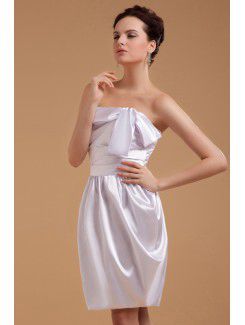 Satin Strapless Knee-Length Sheath Wedding Dress with Ruffle