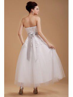 Tulle Sweetheart Ankle-Length A-line Wedding Dress