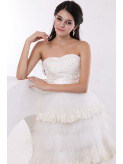 Tulle Sweetheart Knee-Length A-line Wedding Dress with Embroidered