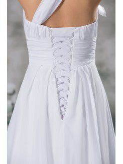Chiffon One-Shoulder Sweep Train A-line Wedding Dress