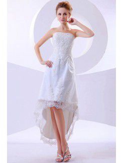 Encaje vestido de novia una línea asimétrica sin tirantes con bordado
