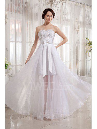 Tulle and Satin Sweetheart Floor Length A-line Wedding Dress