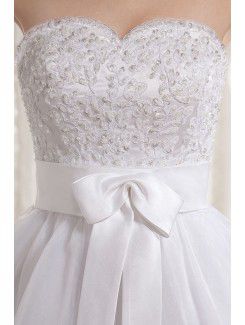 Tulle and Satin Sweetheart Floor Length A-line Wedding Dress