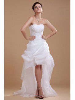 Organza e raso paletta asimmetrica abito da sposa a-line