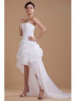 Organza and Satin Scoop Asymmetrical A-line Wedding Dress