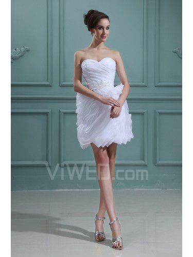 Taffeta kjæreste kort ball kjole brudekjole med krusning