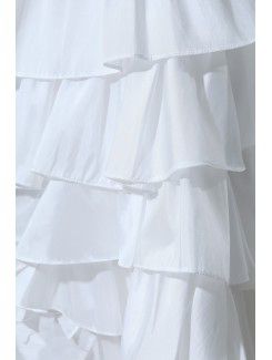 Taffeta Strapless Asymmetrical A-line Wedding Dress with Ruffle