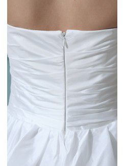 Taffeta Strapless Asymmetrical A-line Wedding Dress with Ruffle