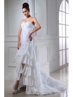 Taffeta Sweetheart Sweep Train Sheath Wedding Dress