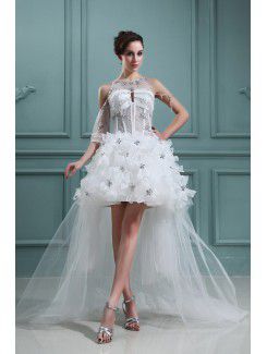 Organza juvel ball kjole asymmetrisk brudekjole