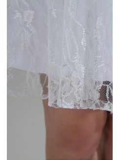 Lace and Satin One-Shoulder Short A-line Wedding Dress with Embroidered