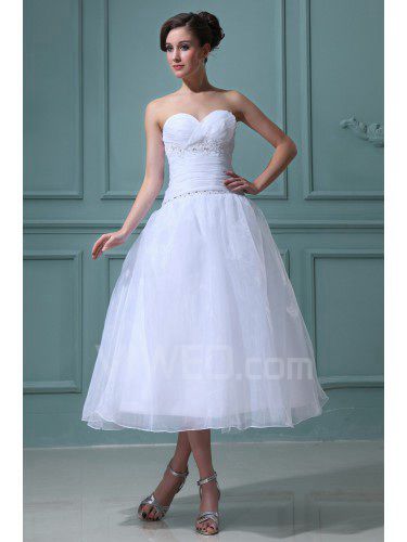 Тюля и атласа милая чай длина бальное платье свадебное платье