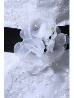 Lace Bateau Short Sheath Wedding Dress with Flowers