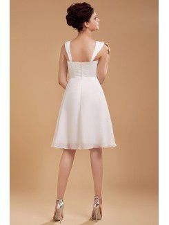 Chiffon Straps Knee-length A-line Wedding Dress with Ruffle