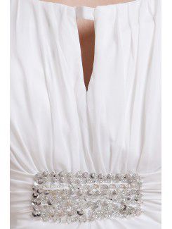 Chiffon Spaghetti Straps Knee-length A-line Wedding Dress with Sequins