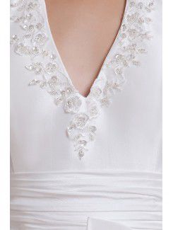 Satin Halter Tea-Length A-line Wedding Dress with Bow