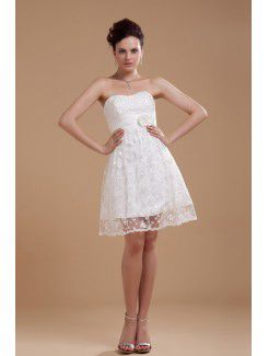 Атласные совок длиной до колен-line свадебное платье с вышитыми