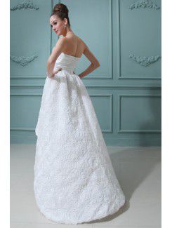 Satin Sweetheart Asymmetrical A-line Wedding Dress with Flowers
