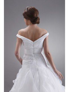 Organza Off-the-shoulder Ankle-Length A-Line Wedding Dress