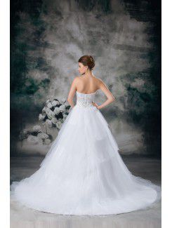 Net Scoop Sweep Train A-line Embroidered Wedding Dress