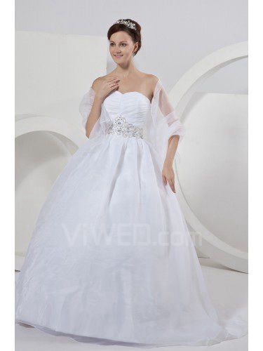 Tulle and Tulle Sweetheart Sweep Train Ball Gown Wedding Dress with Beading