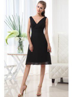 Chiffon V-Neckline Knee-Length A-line Bridesmaid Dress