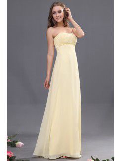 Chiffon Strapless Floor Length Column Bridesmaid Dress