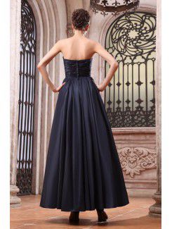 Taffeta Strapless Ankle-Length A-line Bridesmaid Dress with Ruching