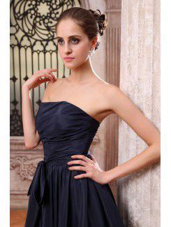 Taffeta Strapless Ankle-Length A-line Bridesmaid Dress with Ruching