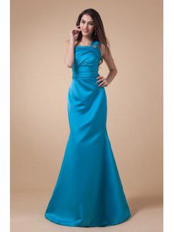 Charmeuse One-Shoulder Floor Length Mermaid Bridesmaid Dress with Ruffle
