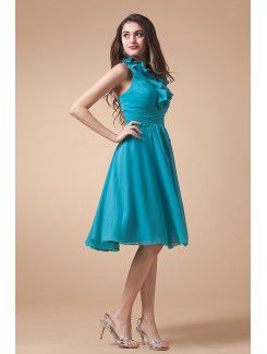 Chiffon V-Neckline Knee-Length A-line Bridesmaid Dress with Ruffle