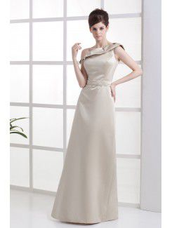Satin one-shoulder gulv lengde en linje brudepike kjole med volanger