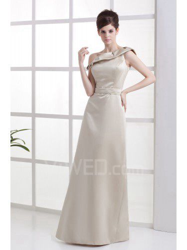 Satin one-shoulder gulv lengde en linje brudepike kjole med volanger